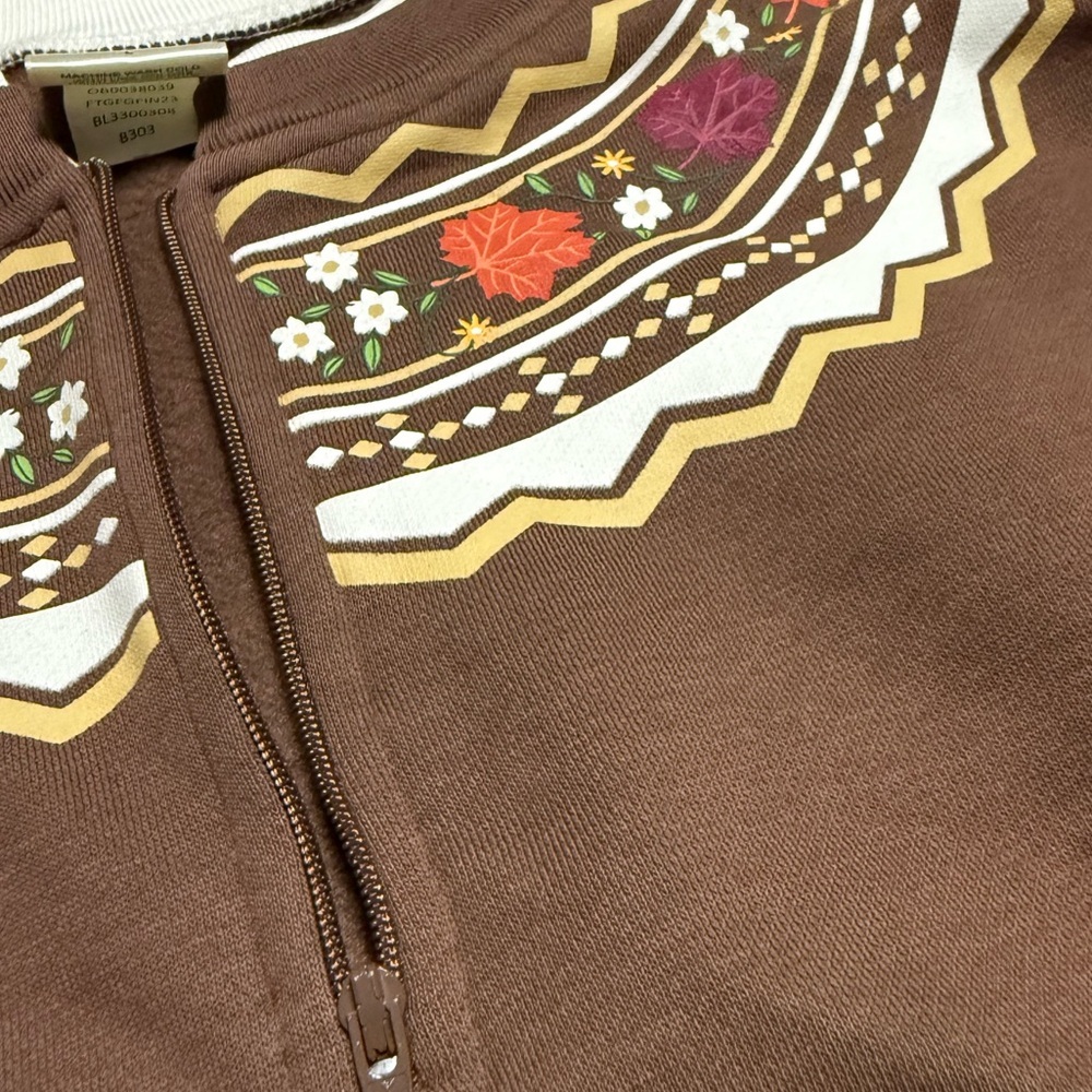 Blair Chocolate Brown 1/4 Zip Pullover Women’s Large Fall Thanksgiving Motif - Picture 6 of 6